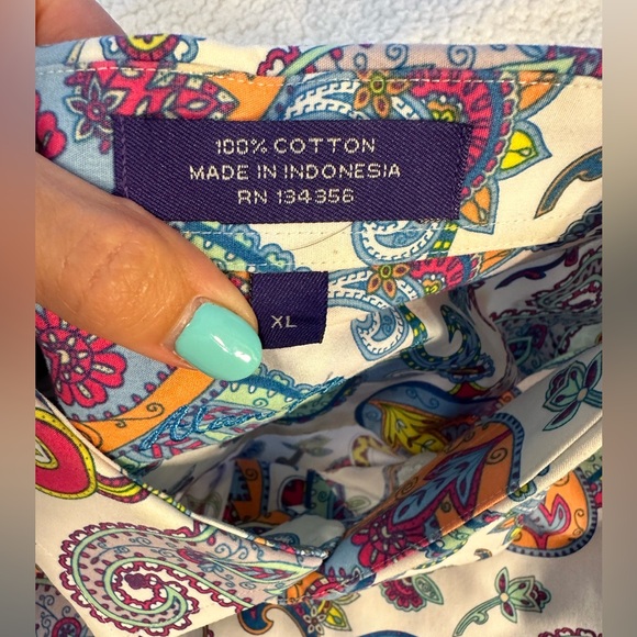 Men’s XL Paisley Alan Flusser button-down, long sleeve shirt - Picture 7 of 9